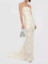 Strapless Floral Lace Mermaid Gown With Train